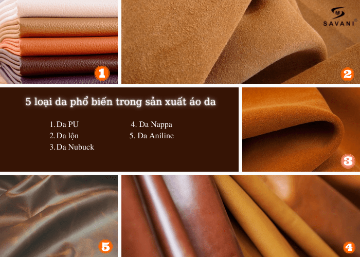 Các loại da phổ biến trong sản xuất áo da
