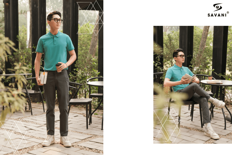 phối áo polo và quần tây trong cùng 1 tông màu