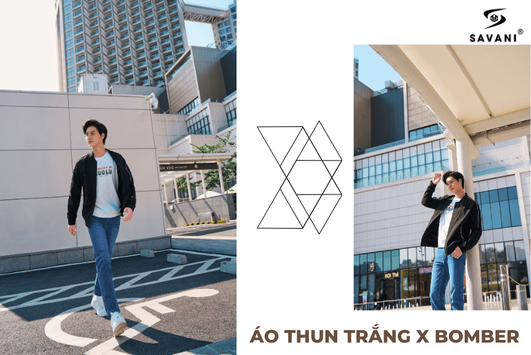 Hướng dẫn phối áo phông trắng với áo bomber