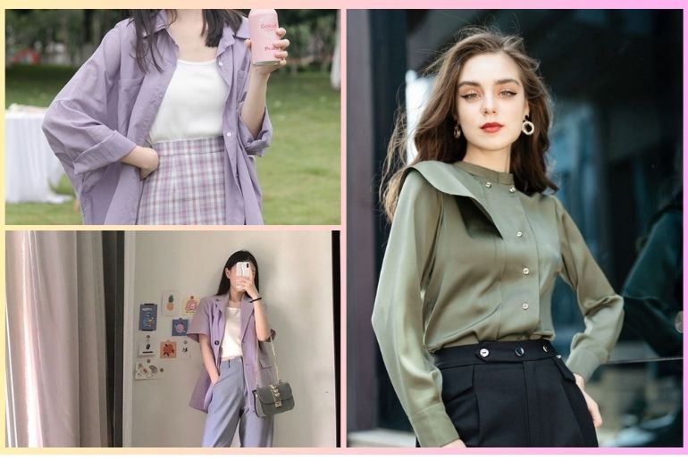 Cách phối đồ với sơ mi xanh lá và tím