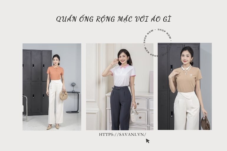 Quần ống rộng với áo polo đem lại vẻ ngoài nữ tính, sang trọng